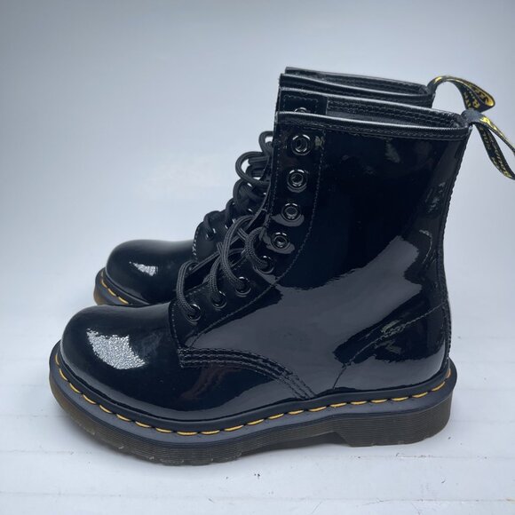 NEW Dr Martens 1460W Black Patent Leather Shiny 8 Eyelet Lace Up Boot 6 US 37 EU - Picture 4 of 16
